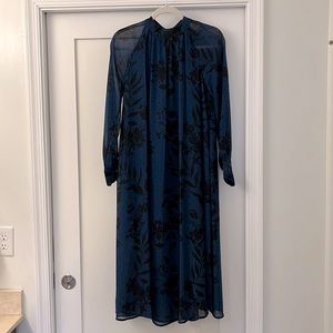 H&M Long Sleeve Floral Midi Dress, Like New
